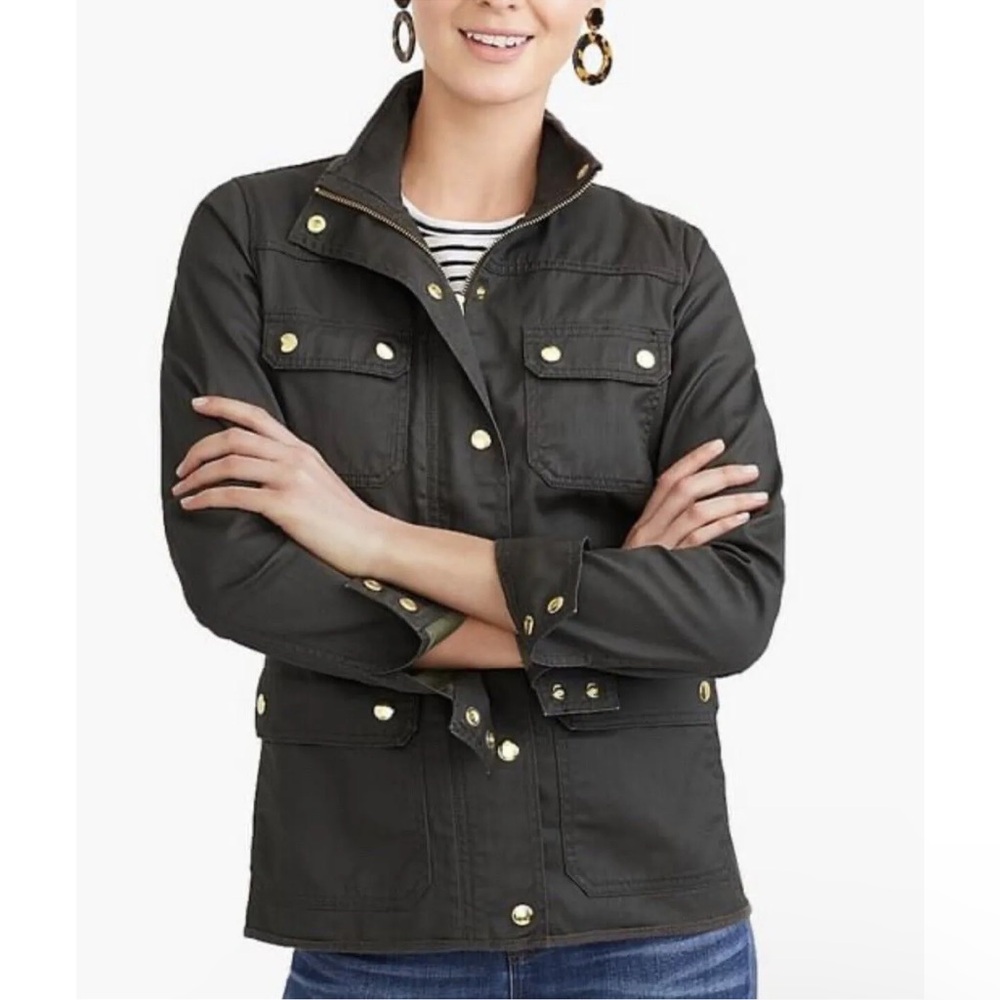 J. Crew Women's‎ Utility Safari Resin-Coated Jacket Olive Green Size S